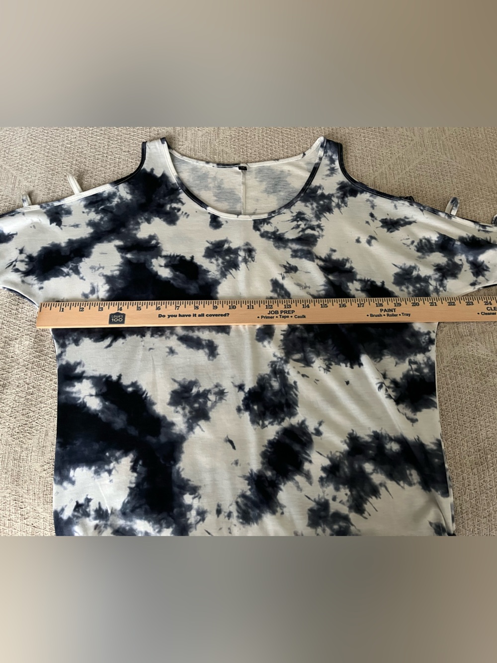 NWOT Women’s Cold-Shoulder Top 3/4 Sleeve - Blue & White Coquette Girl Festival - Picture 7 of 7